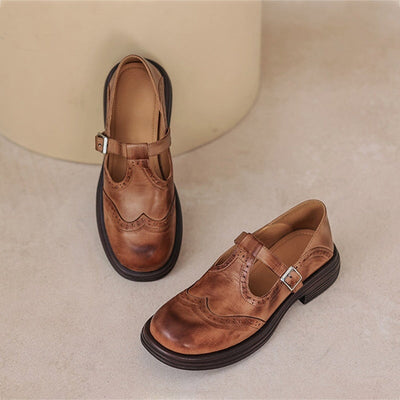 Liora - Retro Women's Brogue Leather Shoes