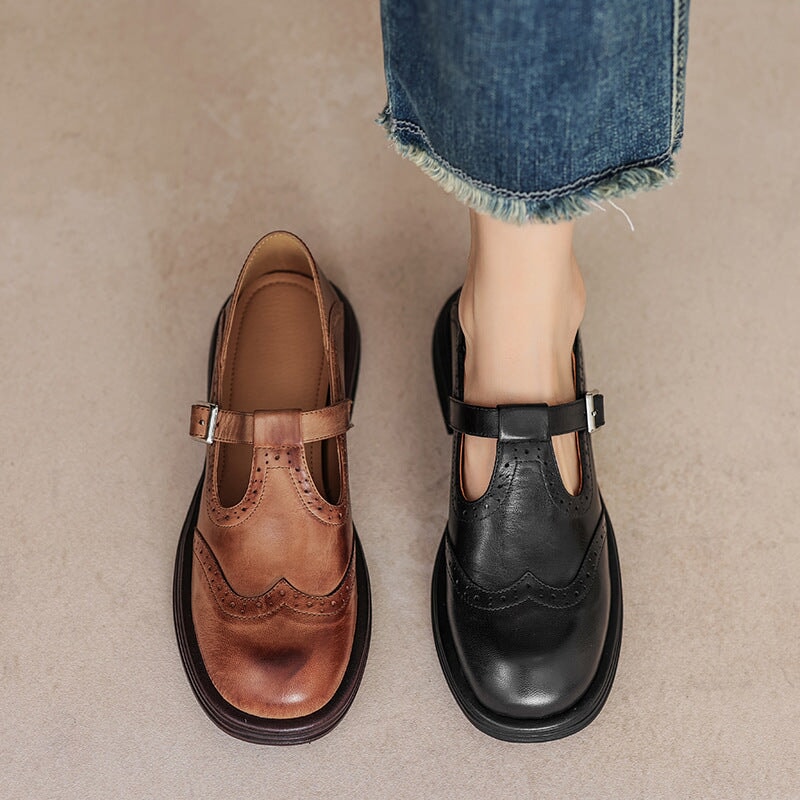 Solenza™| Risla Leather Mary Janes